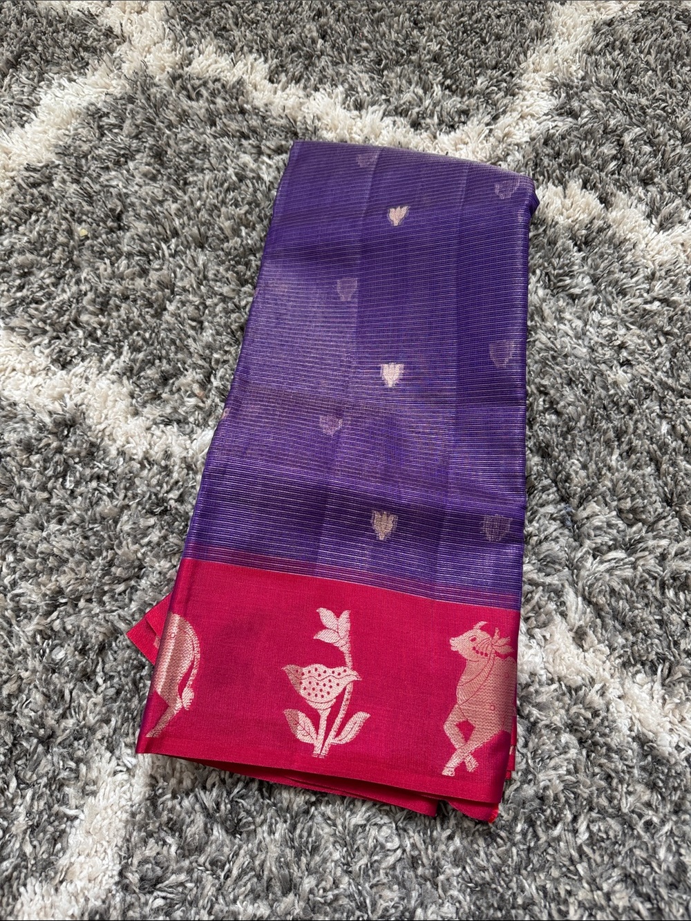 Brand new Purple and red Woven Women's Saree